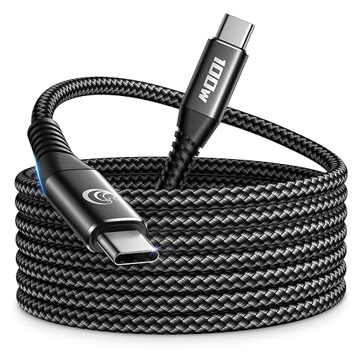 USB C Kabel 3M 100W PD 5A Schnellladekabel USB C auf USB C Kabel Lang Nylon Geflochten USB Typ C Ladekabel